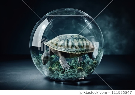 Turtle swimming in the ocean at tropical island, World turtle day and Ocean environmental day. Save sea plastic pollution. Climate change, Environmental CSR. 111955847
