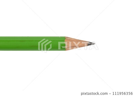 Close-up of a stationery pencil with sharpened graphite on a white background. Close-up of a stationery pencil with sharpened graphite on a white background. 111956356