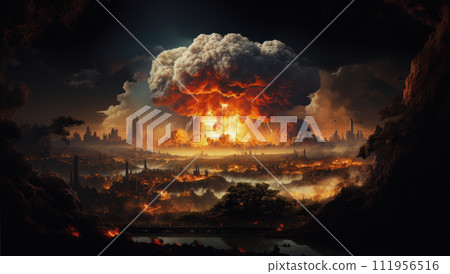 The explosion of a nuclear bomb causes shock waves 111956516