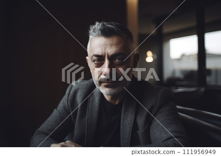 AI-generated content. Mature Businessman in Contemplation at Cafe AI-generated content. Mature Businessman in Contemplation at Cafe 111956949