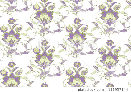 Fantastic flowers in turkish style. Pastel colors. Seamless pattern. Vector illustration 111957144