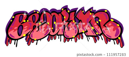 Brooklyn graffiti. Urban street graphic or text sticker. New York city apparel sign. Nyc underground print. Town culture. Spray paint lettering. Ink splashes. Vector NY grunge design Brooklyn graffiti. Urban street graphic or text sticker. New York city apparel sign. Nyc underground print. Town culture. Spray paint lettering. Ink splashes. Vector NY grunge design 111957283