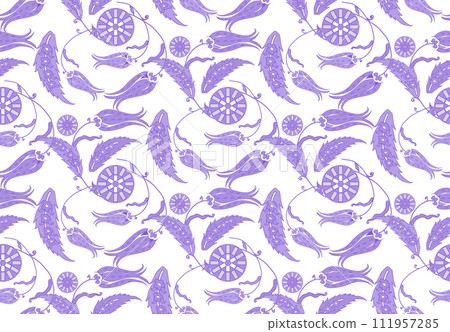 Fantastic flowers in turkish style. Pastel colors. Seamless pattern. Vector illustration 111957285