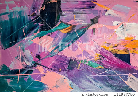Contemporary art, wallpaper, print. Abstract painting color texture. Multicolor dynamic background 111957790