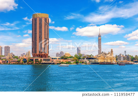 Cairo downtown view, nile and the skyscrappers, Egypt Cairo downtown view, nile and the skyscrappers, Egypt 111958477