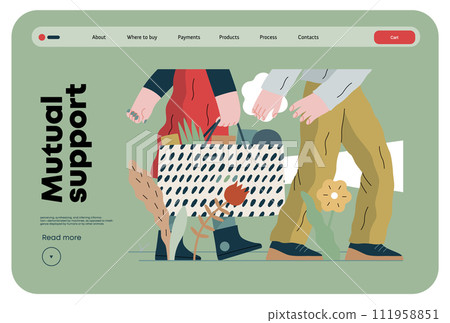 Mutual Support: Helping carry a heavy bag -modern flat vector concept illustration of a woman carrying shopping bag being assisted by man. Metaphor of voluntary, collaborative exchanges of services Mutual Support: Helping carry a heavy bag -modern flat vector concept illustration of a woman carrying shopping bag being assisted by man. Metaphor of voluntary, collaborative exchanges of services 111958851