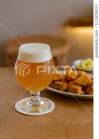 Glass beer and snacks, craft beer, ale beer Glass beer and snacks, craft beer, ale beer 111959033