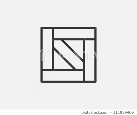 Delivery packaging vector icon. Cargo cardboard box icons. Carton package sign from line geometric shapes. 111959409