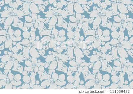 Floral pattern seamless vector background. Foliage and flower wallpaper design of nature. Floral pattern seamless vector background. Foliage and flower wallpaper design of nature. 111959422
