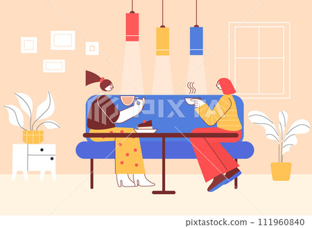 2401 m01 S ST Women friends. Cafe meeting with friends coffe break 111960840