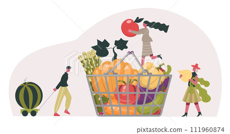 2401 m01 S ST People carrying raw ingredients, vegetable fruits 111960874