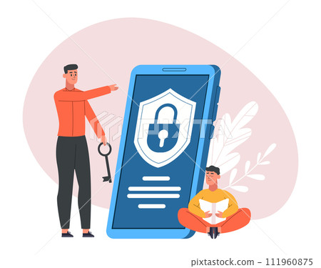 Parent software control, kids gadgets and social media prohibition. Blocked or limited access to content 111960875