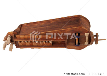 The Hurdy gurdy, stringed musical instrument. 111961315