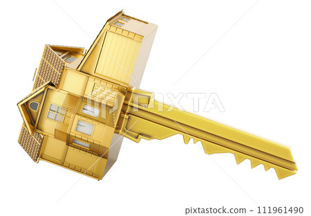 Golden Home Key, 3D rendering Golden Home Key, 3D rendering 111961490