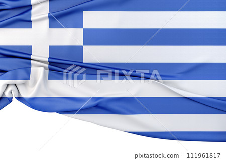 Isolated Flag of Greece with copy space below. 3D Rendering 111961817