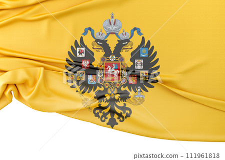 Isolated Flag of Russian Empire with copy space below. 3D Rendering 111961818