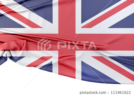 Isolated Flag of United Kingdom with copy space below. 3D Rendering 111961822