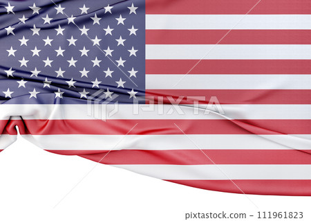 Isolated Flag of USA with copy space below. 3D Rendering 111961823