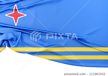 Isolated Flag of Aruba. 3D Rendering Isolated Flag of Aruba. 3D Rendering 111961832