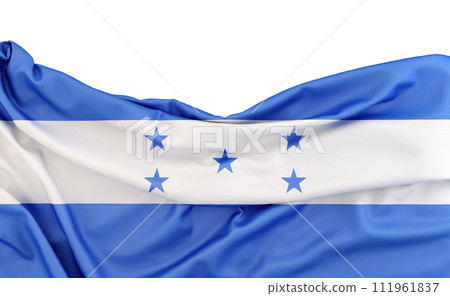 Flag of Honduras isolated on white background with copy space above. 3D rendering Flag of Honduras isolated on white background with copy space above. 3D rendering 111961837