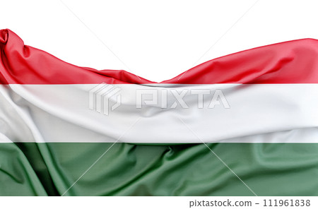 Flag of Hungary isolated on white background with copy space above. 3D rendering 111961838