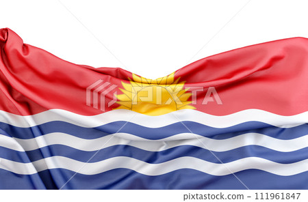 Flag of Kiribati isolated on white background with copy space above. 3D rendering 111961847