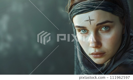 Hyper-realistic Sci-Fi Digital Art of a Woman with a Cross Hyper-realistic Sci-Fi Digital Art of a Woman with a Cross 111962597