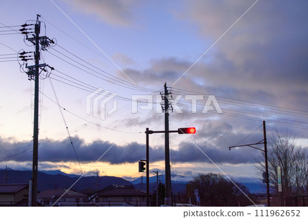Dawn sky and traffic lights Dawn sky and traffic lights 111962652