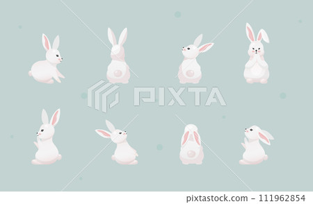 Isolated rabbit vector cartoon set 111962854