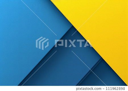 A modern minimal abstract background with blue and yellow lines 111962898