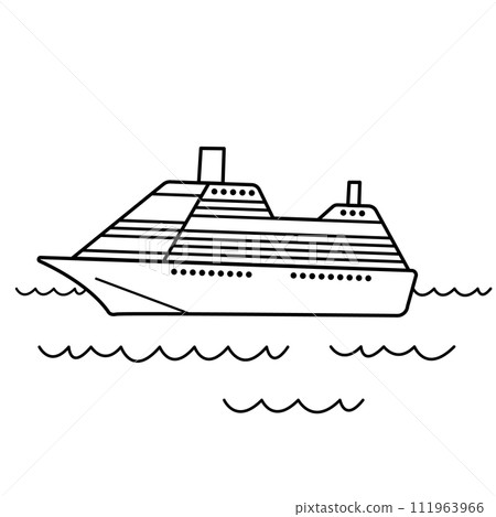 Illustration of a simple ship floating on the sea 111963966