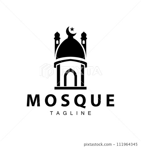Black silhouette design of Islamic place of worship simple modern minimalist mosque logo template Black silhouette design of Islamic place of worship simple modern minimalist mosque logo template 111964345