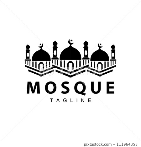 Black silhouette design of Islamic place of worship simple modern minimalist mosque logo template Black silhouette design of Islamic place of worship simple modern minimalist mosque logo template 111964355