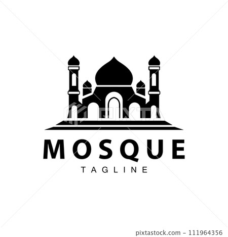 Black silhouette design of Islamic place of worship simple modern minimalist mosque logo template Black silhouette design of Islamic place of worship simple modern minimalist mosque logo template 111964356