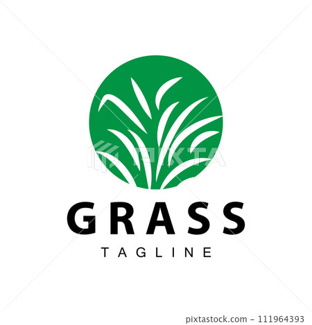Farm illustration green grass logo design simple natural grass vector template 111964393