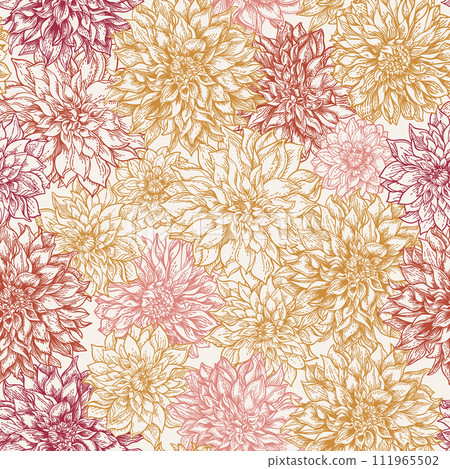 Modern pattern with dahlia flowers 111965502