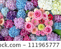 Hydrangea and rose flower wash 111965777