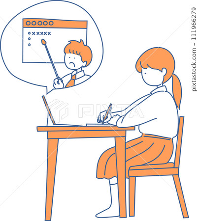 在網上學習的女學生 111966279