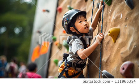 孩子們在玩攀岩和抱石 111966354