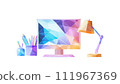 Isometric, image of online meeting during telework 111967369