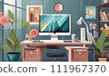 Illustration of natural interior miscellaneous goods and work room 111967370