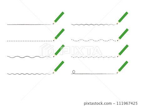 用鉛筆繪製的各種線條，手寫風格線條集 111967425