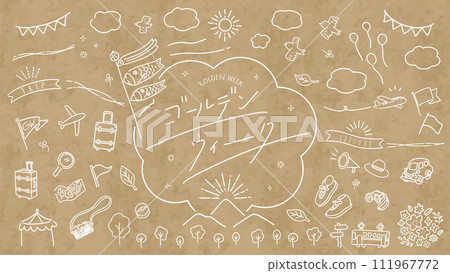 Golden week line drawing material illustration set 111967772