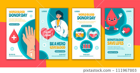 Blood Donor Day Social Media Stories Flat Cartoon Hand Drawn Templates Background Illustration Blood Donor Day Social Media Stories Flat Cartoon Hand Drawn Templates Background Illustration 111967803