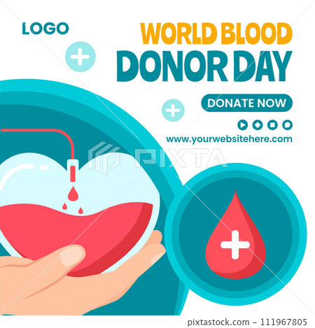 Blood Donor Day Social Media Illustration Flat Cartoon Hand Drawn Templates Background 111967805