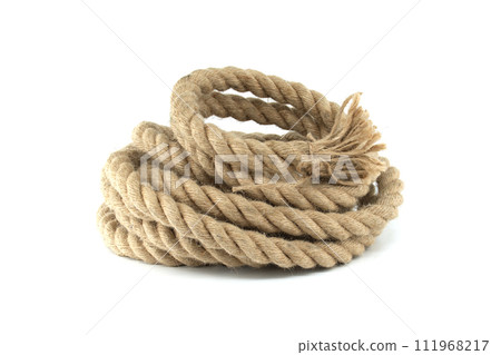 Hemp or jute rope isolated on white background 111968217