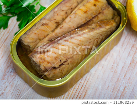 Close up of canned fish Close up of canned fish 111968259
