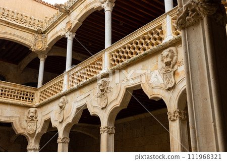 Architecture in inner court of Public Library of Salamanca in Casa de las Conchas Architecture in inner court of Public Library of Salamanca in Casa de las Conchas 111968321
