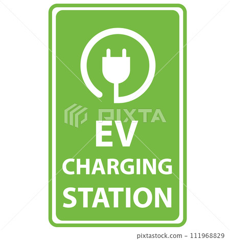Electric vehicle charging station icon. Electric vehicle EV parking and charging station sign. electric recharging point symbol. EV charging station banner logo. flat style. Electric vehicle charging station icon. Electric vehicle EV parking and charging station sign. electric recharging point symbol. EV charging station banner logo. flat style. 111968829