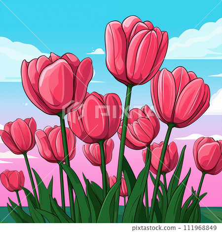 卡通郁金香插画素材 卡通郁金香插画素材 111968849